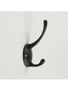 Крючок мебельный ТУНДРА TKD002 LIGHT, двухрожковый, черный, 4 шт.