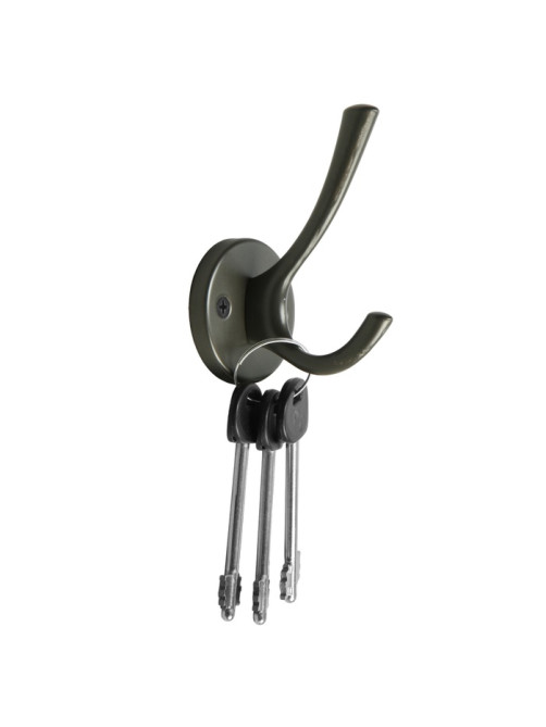 Крючок мебельный CAPPIO SIMPLE, двухрожковый, цвет графит, 4 шт.