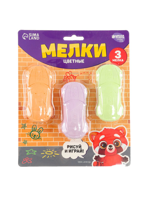 Мелки цветные для рисования на асфальте «Машинка», 3 шт.