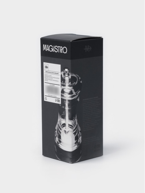 Мельница для специй Magistro Glace, 13.9 см, 30 мл, керамический механизм, акрил, прозрачная