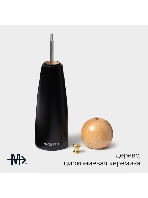 Мельница для специй Magistro Ollander, 22 см, чёрная