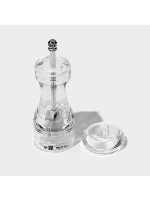 Мельница для специй Magistro Glace, 13.9 см, 30 мл, керамический механизм, акрил, прозрачная