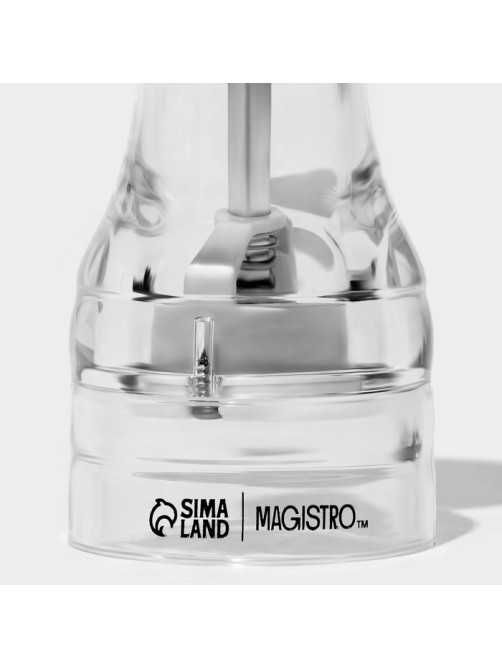 Мельница для специй Magistro Glace, 13.9 см, 30 мл, керамический механизм, акрил, прозрачная
