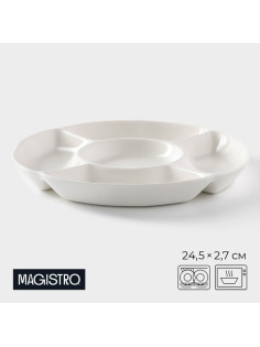 Менажница Magistro «Бланш», 24.7×24.5×2.7 см, 5 ячеек, фарфор, белая