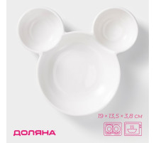 Менажница Доляна «Мишка», 400 мл, 19×13.5 см, 3 ячейки, фарфор, белая