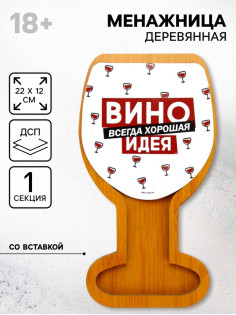 Менажница «Вино - всегда хорошая идея», со вставкой, 22×12 см