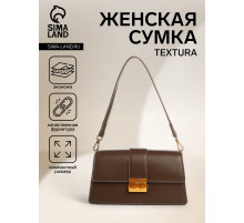 Сумка женская мессенджер TEXTURA на клапане, 26×8.5×14 см, коричневая