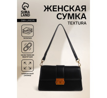Сумка женская мессенджер TEXTURA на клапане, 26×8.5×14 см, чёрная