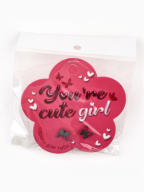 Серьги гвоздики Cute girl, 1 пара
