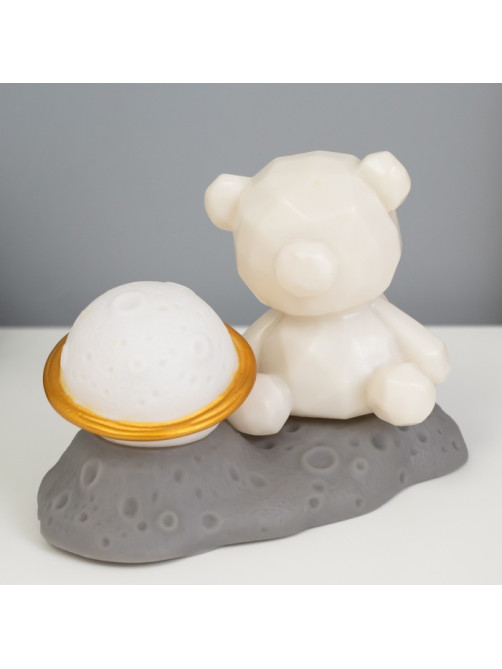 Фигурка световая RISALUX «Медвежонок у Сатурна», LED-ночник, 2 Вт, LR44, 5×8×13 см