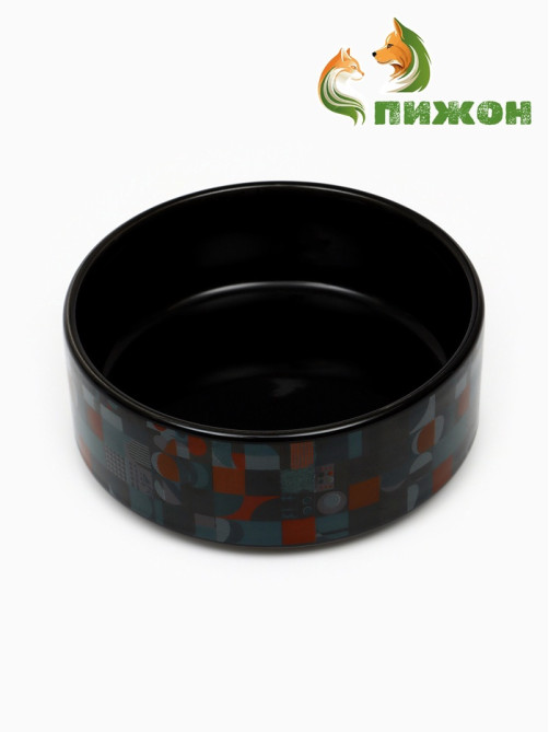 Миска «Разноцветный горошек», 200 мл, 10.5×10.5×4 см, керамика, чёрная