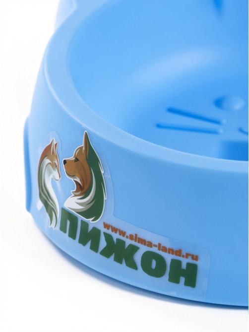 Миска двойная «Кошка», 25×13×3.5 см, с прорезиненными ножками, пластик, синяя