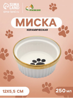 Миска «Роскошь», 250 мл, 12×5.5 см, керамика, белая