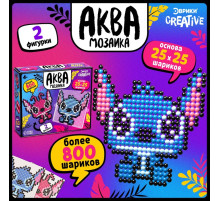 Аквамозаика «Стич с подружкой», более 800 шариков, 2 фигурки