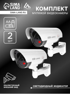 Комплект муляжей уличной видеокамеры Luazon VM-2, две камеры, с индикатором, 2хАА (не в комплекте), серый