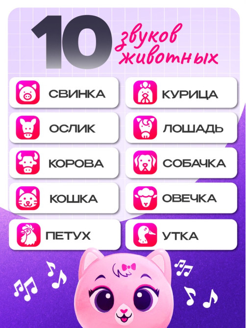 Музыкальная игрушка ZABIAKA «Милый дружок: Кошечка», розовая