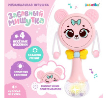 Музыкальная игрушка ZABIAKA «Забавный мишутка», световые и звуковые эффекты, розовая