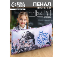 Пенал школьный, текстиль, плоский, 10.8×20.5 см «Аниме»