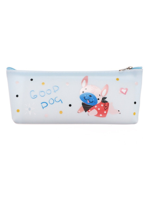 Пенал школьный на молнии Calligrata «Собачка», 1 отделение, плоский, с рисунком, ПВХ, голубой