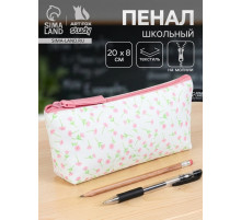 Пенал школьный, текстиль, «Цветы»