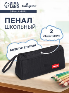 Пенал школьный на молнии Calligrata «Классика», 2 отделения, чёрный