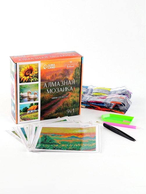 Алмазная мозаика 9 в 1 «Природа», 14.5×14.5 см