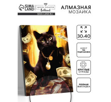 Алмазная вышивка полное заполнение «Кот на удачу», на раме 30×40 см