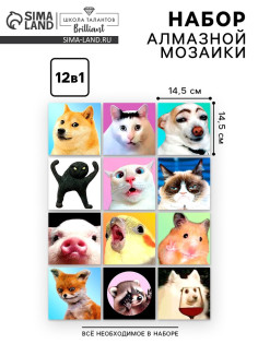 Алмазная мозаика 12 в 1 «Мемы», 14.5×14.5 см