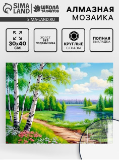 Алмазная вышивка полное заполнение «Березки», 30×40 см, на холсте