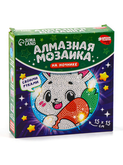 Ночник своими руками. Алмазная мозаика для детей на ночнике «Зайка», 15×15 см, набор для творчества
