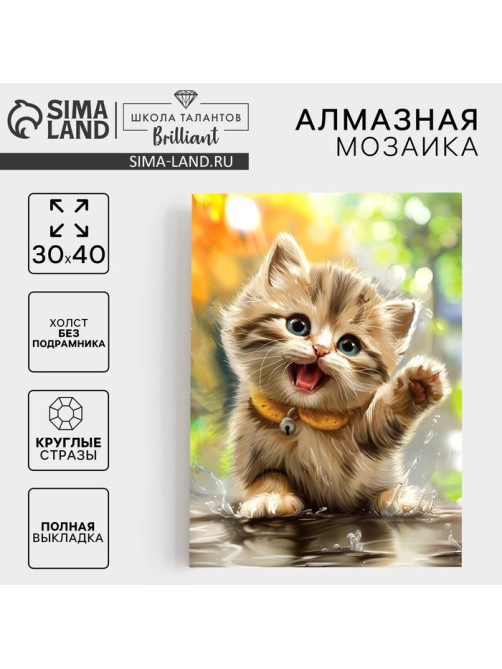 Алмазная мозаика с полным заполнением на холсте «Пушистый Милаш», 30×40 см