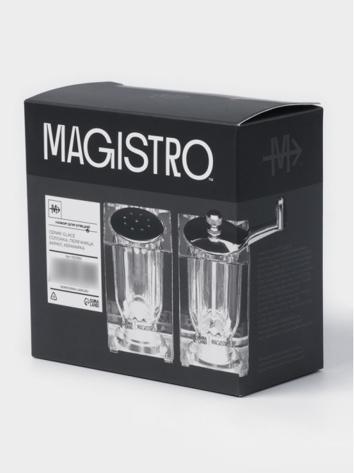 Набор для специй Magistro Glace, 2 предмета: мельница с ручкой, солонка, акрил, прозрачный