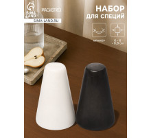Набор для специй Magistro Black&White, 2 предмета: солонка, перечница, мрамор, белый, чёрный