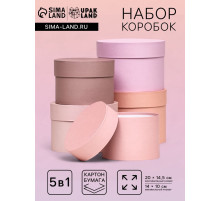 Набор шляпных подарочных коробок 5 в 1 «Крема» 20×14.5, 14×10 см
