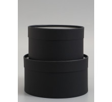 Набор подарочных коробок 2 в 1 круглых, черная, с окном, 21×11 - 18×10 см
