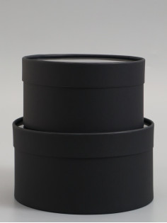 Набор подарочных коробок 2 в 1 круглых, черная, с окном, 21×11 - 18×10 см