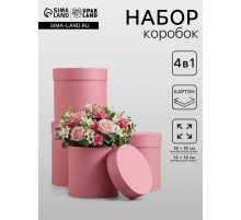 Набор подарочных шляпных коробок 4 в 1 «Пудра», 18×18 ‒14×14 ±2 см
