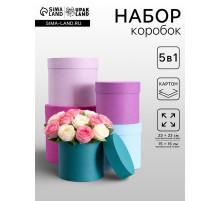 Набор шляпных подарочных коробок 5 в 1, пурпурный, 23×23-15×15 см