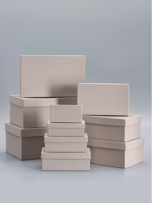 Набор подарочных коробок 10 в 1, серый, 30×19×12 - 12×6.5×4 см