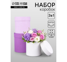 Набор круглых подарочных коробок «Сирень» 3 в 1 - 18×16×13 см