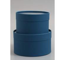 Набор подарочных коробок 2 в 1 круглых, морской, с окном, 21×11 - 18×10 см