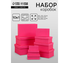 Набор подарочных коробок 10 в 1 «Фуксия», 30×19×12 - 12×6.5×4 см