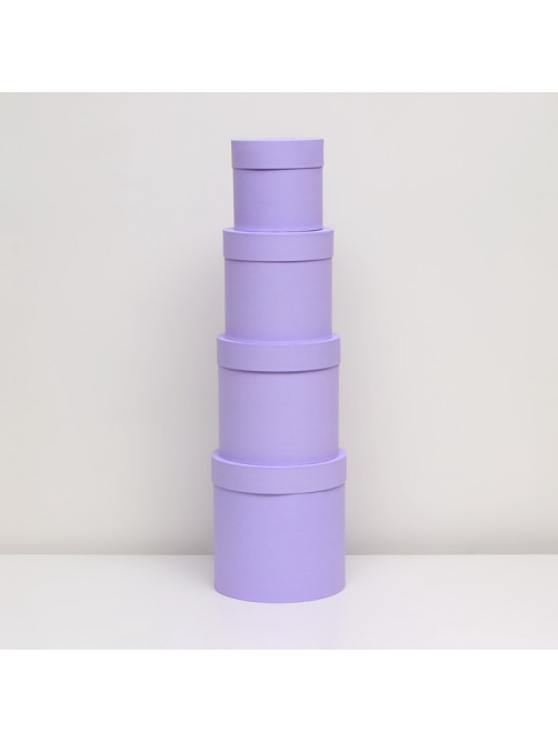 Набор шляпных коробок 4 в 1 «Светлая сирень» 21×21×21- 14×14×14 см