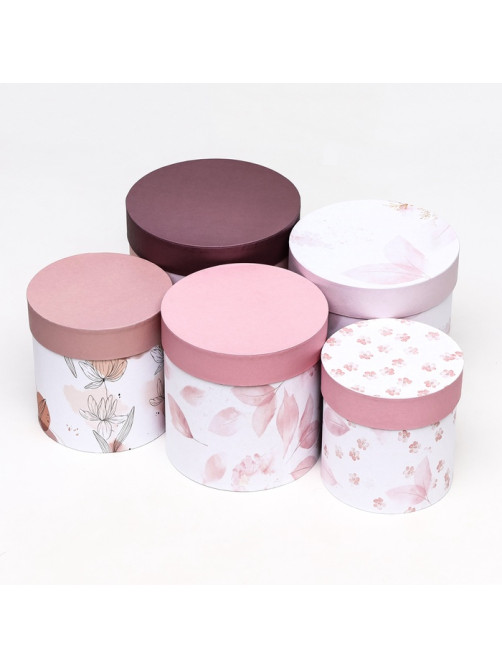 Набор шляпных подарочных коробок 5 в1 «Легкость», 20×20 - 15×15 см