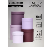 Набор шляпных подарочных коробок 5 в 1, Лаванда, 23×23-14×14 см