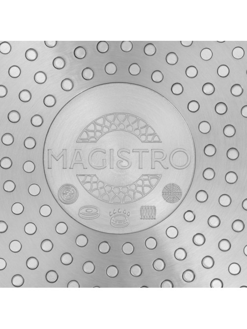 Набор сковородок Magistro Rock Stone, 3 предмета: d=22/26 см, кухонные щипцы, антипригарное покрытие, индукция, чёрный