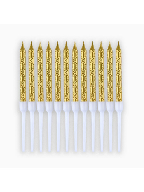 Свечи для торта, золото, 12 шт., 11×0.5 см