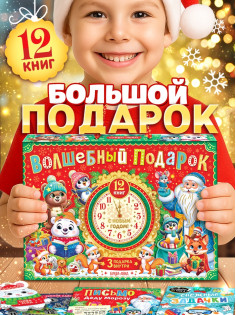Подарок на Новый год для детей «Волшебный подарок», большой новогодний подарочный набор книг 12 шт.