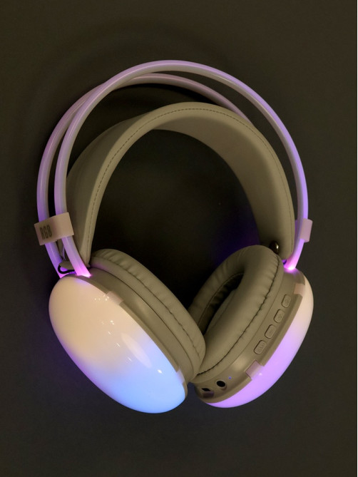 Наушники беспроводные, полноразмерные, Mybit W-33, RGB подсветка, Bluetooth 5.3, 800 мАч, Type-C, RGB подсветка, белые