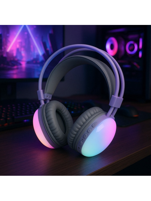 Наушники беспроводные, полноразмерные, Mybit W-33, RGB подсветка, Bluetooth 5.3, 800 мАч, Type-C, RGB подсветка, белые